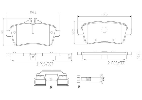 Комплект тормозных колодок дисковый тормоз prime line - ceramic BREMBO P50099N
