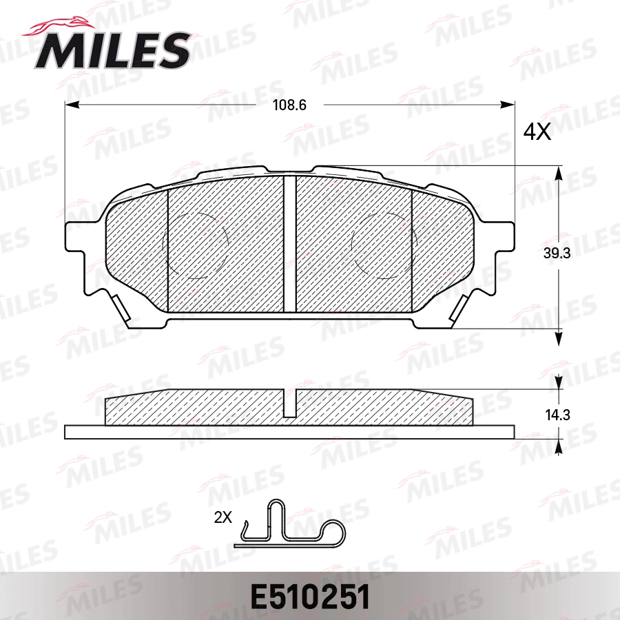 Колодки тормозные задние subaru impreza 2.0 11.02- ceramic MILES E510251