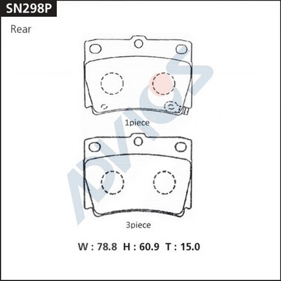 Дисковые тормозные колодки advics задние ADVICS SN298P