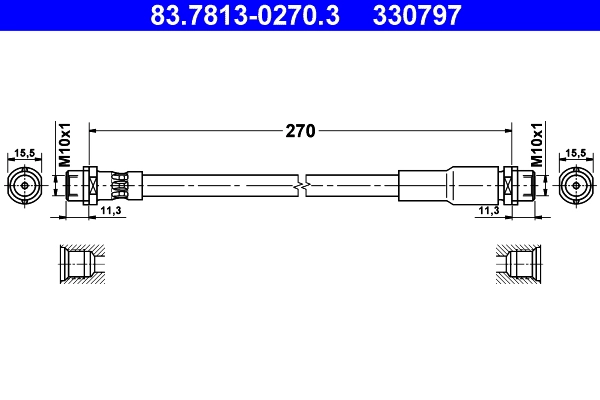 Шланг тормозной пер. ATE 83.7813-0270.3