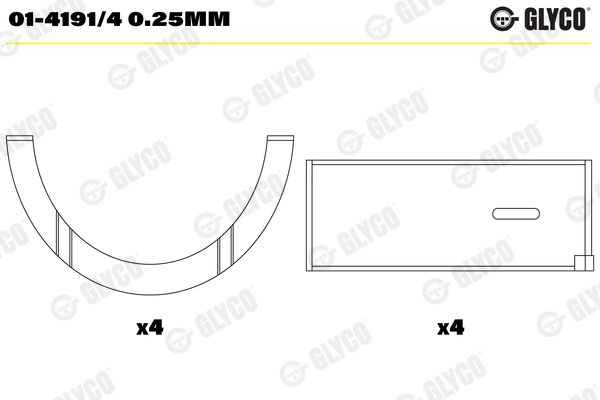 Шатунный подшипник GLYCO 01-4191/4 0.25MM