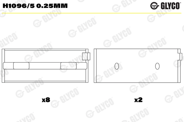 Подшипник коленвала GLYCO H1096/5 0.25MM