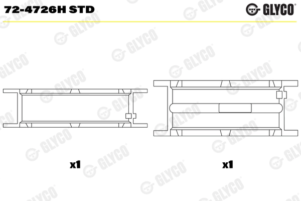 Подшипник коленвала GLYCO 72-4726H STD