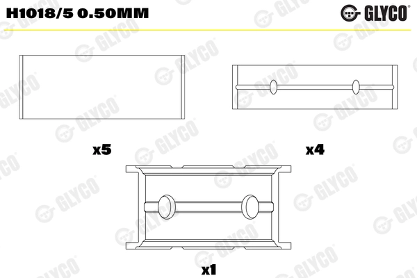 Подшипник коленвала GLYCO H1018/5 0.50MM