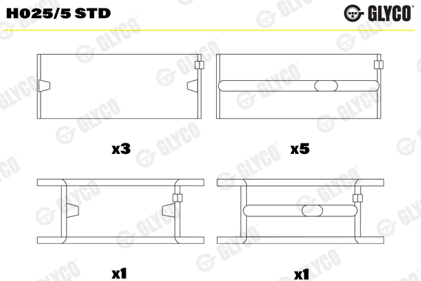 Подшипник коленвала GLYCO H025/5 STD