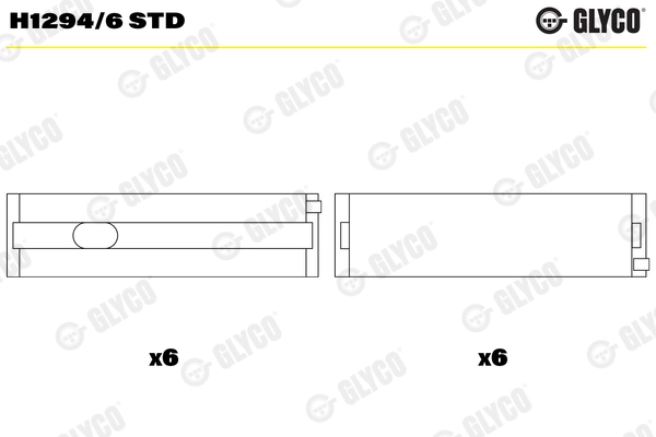 Подшипник коленвала GLYCO H1294/6 STD