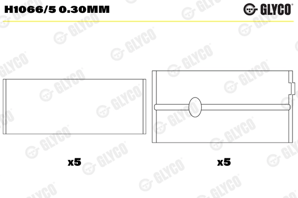 Подшипник коленвала GLYCO H1066/5 0.30MM