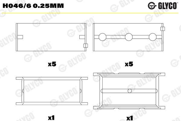 Подшипник коленвала GLYCO H046/6 0.25MM