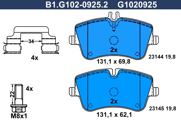 Тормозные колодки GALFER B1-G102-0925-2