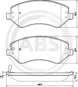Комплект тормозных колодок дискового тормоза A.B.S. 38856