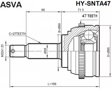 Шарнирный комплект приводной вал ASVA HY-SNTA47