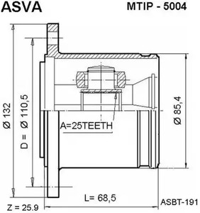 Шарнирный комплект приводной вал ASVA MTIP-5004