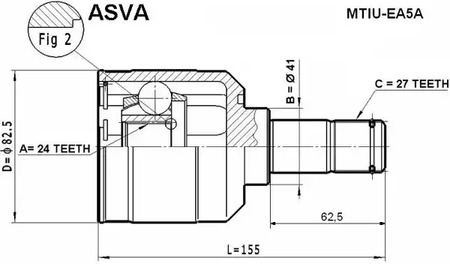 Шарнирный комплект приводной вал ASVA MTIU-EA5A