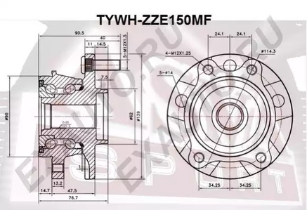 Ступица колеса переднего ASVA TYWH-ZZE150MF