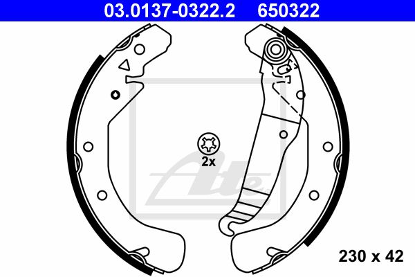 Колодки тормозные барабанные ATE 03-0137-0322-2