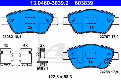 Колодки тормозные дисковые /комплект 4 шт ATE 13-0460-3839-2