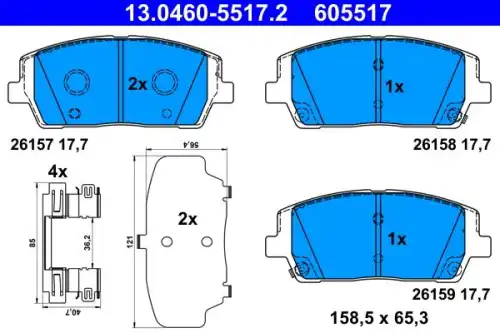Колодки тормозные дисковые /комплект 4 шт/ ATE 13-0460-5517-2