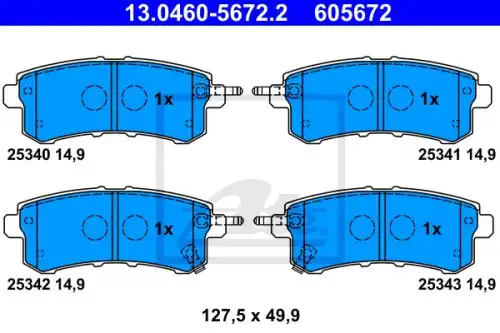 Колодки тормозные дисковые /комплект 4 шт/ ATE 13-0460-5672-2