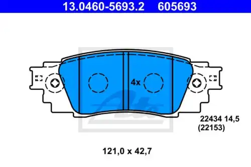 Колодки тормозные дисковые /комплект 4 шт/ ATE 13-0460-5693-2
