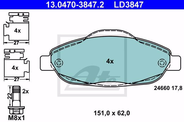 Колодки тормозные дисковые ATE 13-0470-3847-2
