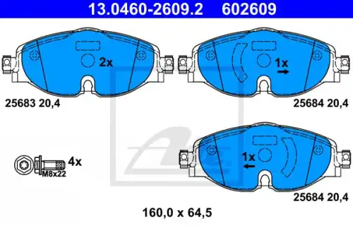 Колодки тормозные дисковые перед audi a1 q3 vw arteon caddy 15- ATE 13.0460-2609.2