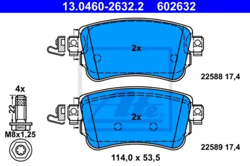 Колодки тормозные дисковые задн citroen jumpy spacetourer peugeot expert traveller 15- ATE 13.0460-2632.2
