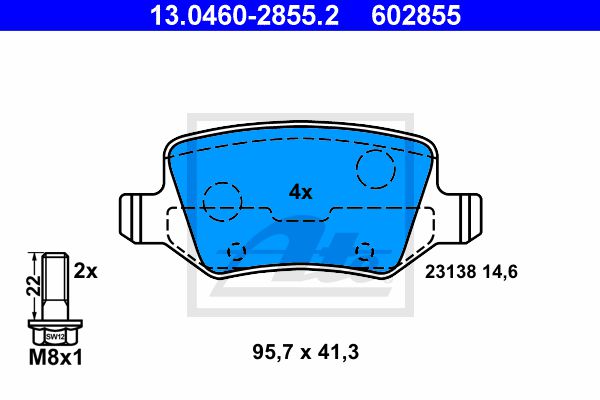 Комплект тормозных колодок дискового тормоза ATE 13-0460-2855-2