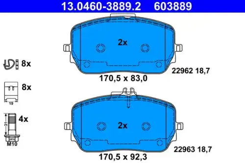Колодки тормозные дисковые klocki ham przod mercedes ATE 13.0460-3889.2