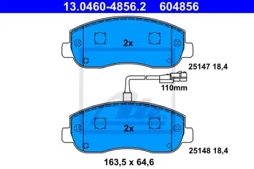 Колодки тормозные дисковые передн opel movano b c бортовой платформой 2.3 cdti fwd/2.3 cdti rwd 10- ATE 13.0460-4856.2