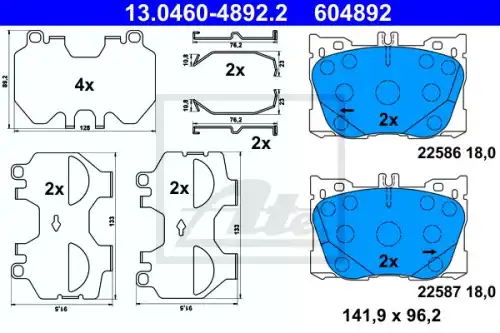 Колодки тормозные дисковые комплект ATE 13.0460-4892.2