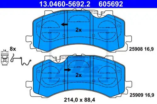 Колодки тормозные дисковые перед vw touareg audi a6 a7 q7 15- ATE 13.0460-5692.2