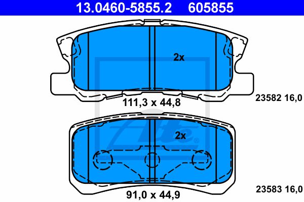 Комплект тормозных колодок дискового тормоза ATE 13-0460-5855-2