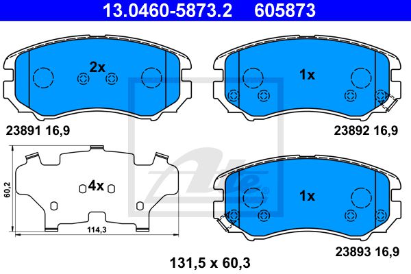 Комплект тормозных колодок дискового тормоза ATE 13-0460-5873-2