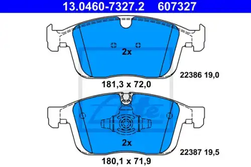 Колодки тормозные дисковые перед volvo xc60 16- ATE 13.0460-7327.2