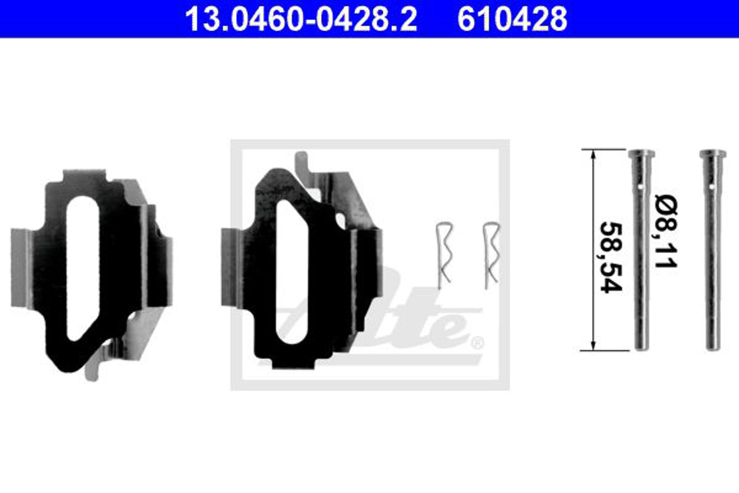 Комплект монтажный тормозных колодок ATE 13.0460-0428.2