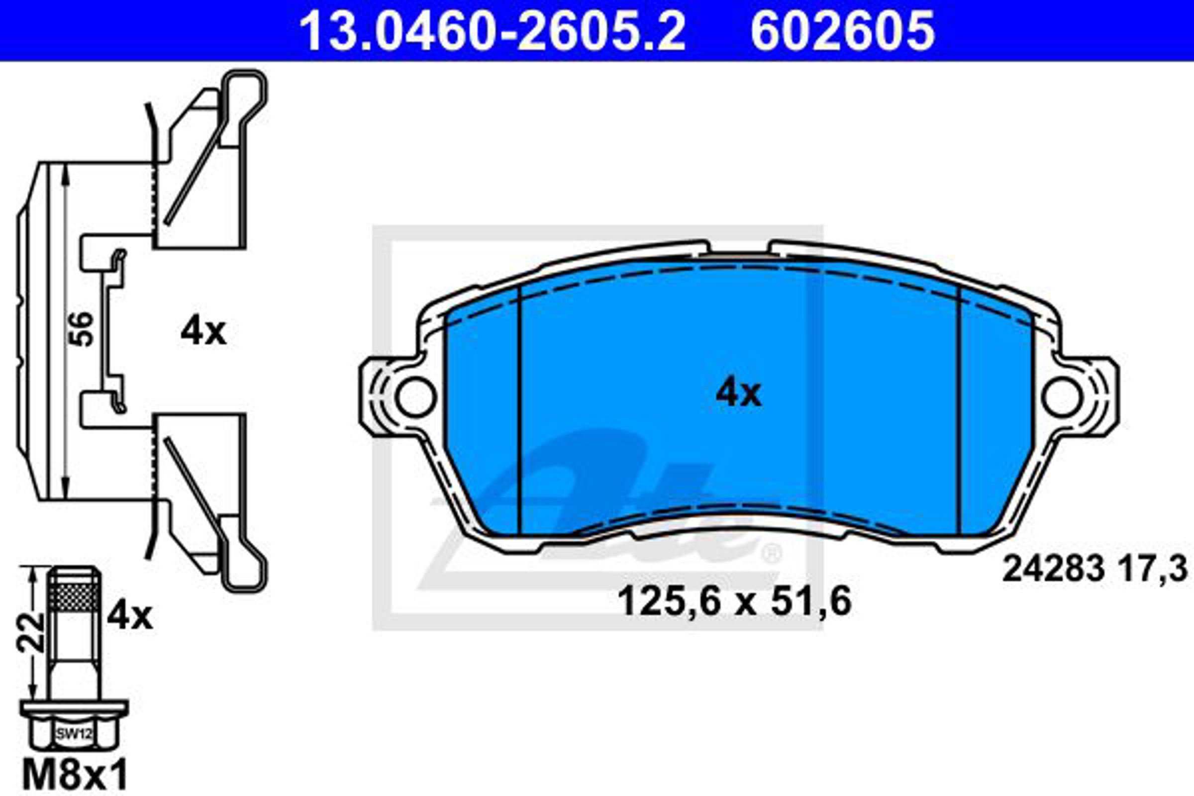 Колодки тормозные дисковые ATE 13.0460-2605.2