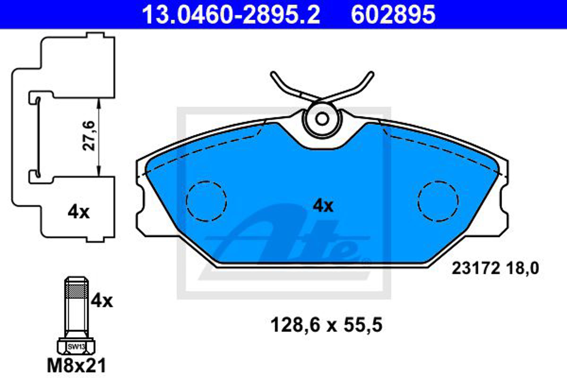 Колодки тормозные дисковые ATE 13.0460-2895.2