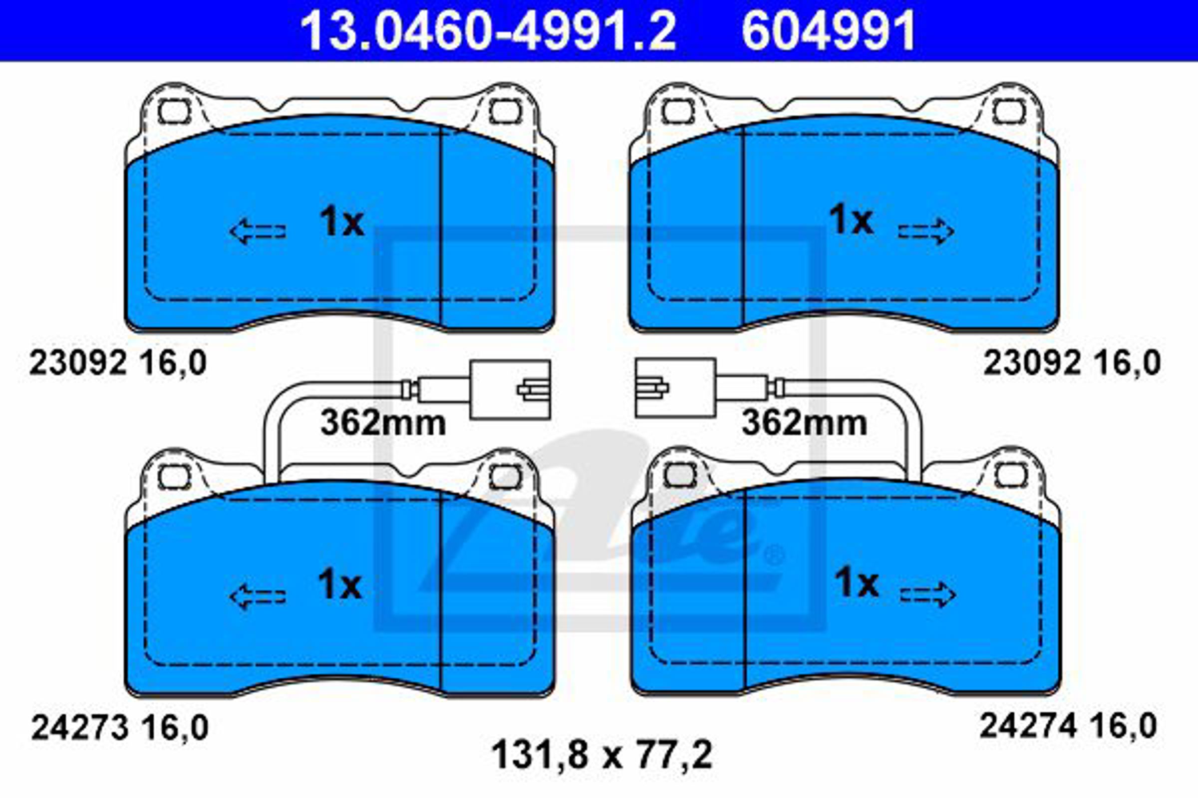 Колодки тормозные дисковые ATE 13.0460-4991.2