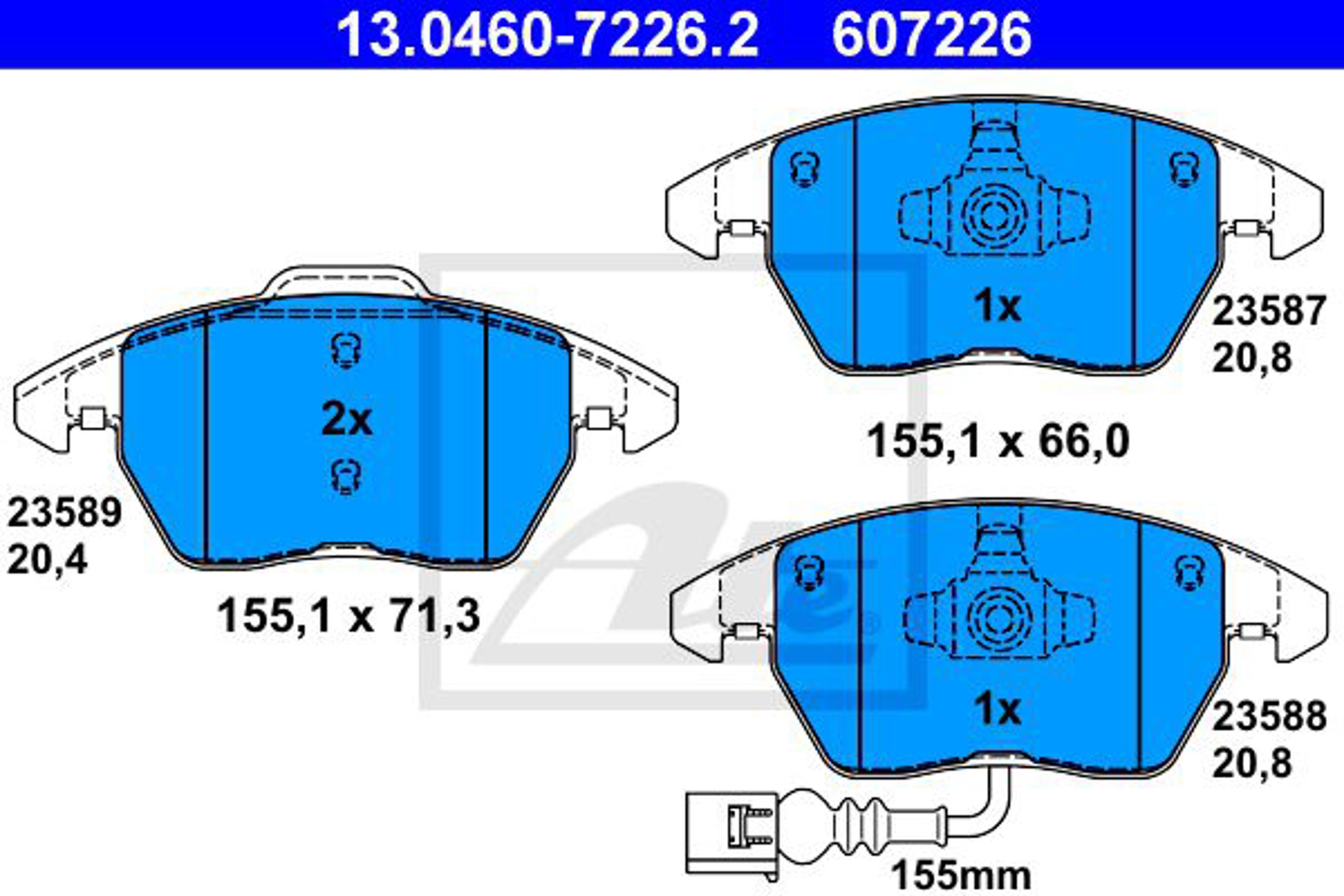 Колодки тормозные дисковые ATE 13.0460-7226.2