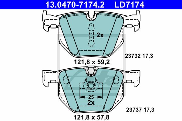 Комплект тормозных колодок дискового тормоза ATE 13-0470-7174-2