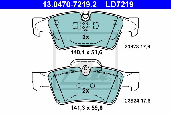 Комплект тормозных колодок дискового тормоза ATE 13-0470-7219-2