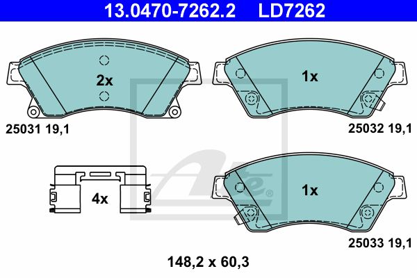 Комплект тормозных колодок дискового тормоза ATE 13-0470-7262-2