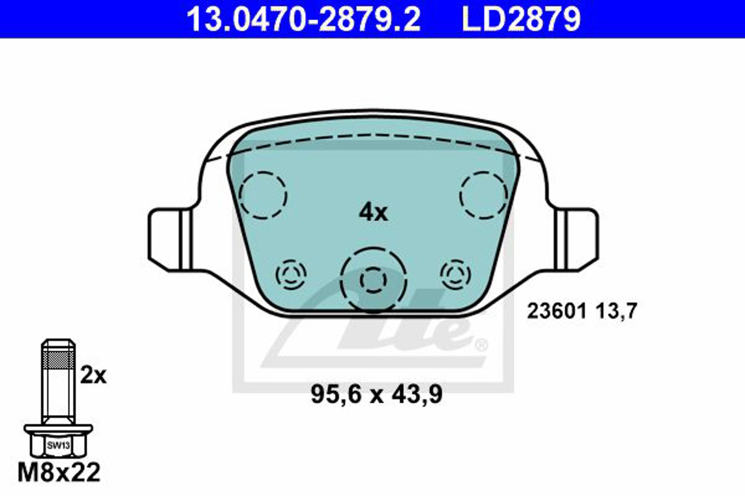 Колодки тормозные дисковые ATE 13.0470-2879.2