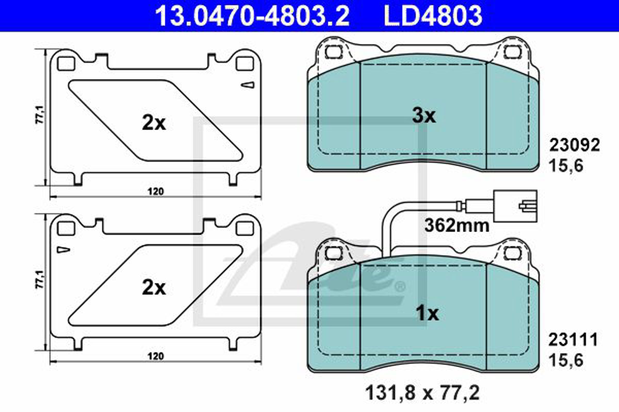 Колодки тормозные дисковые ATE 13.0470-4803.2