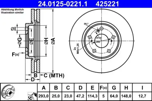 Диск тормозной перед honda hr-v 15- ATE 24.0125-0221.1