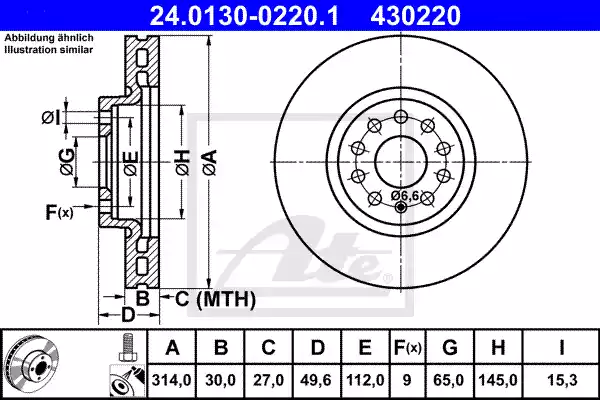 Тормозной диск ATE 24-0130-0220-1