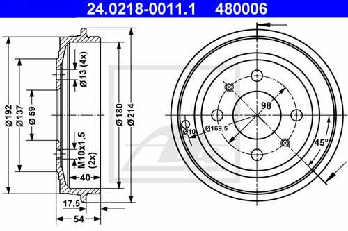 Барабан тормозной ATE 24021800111