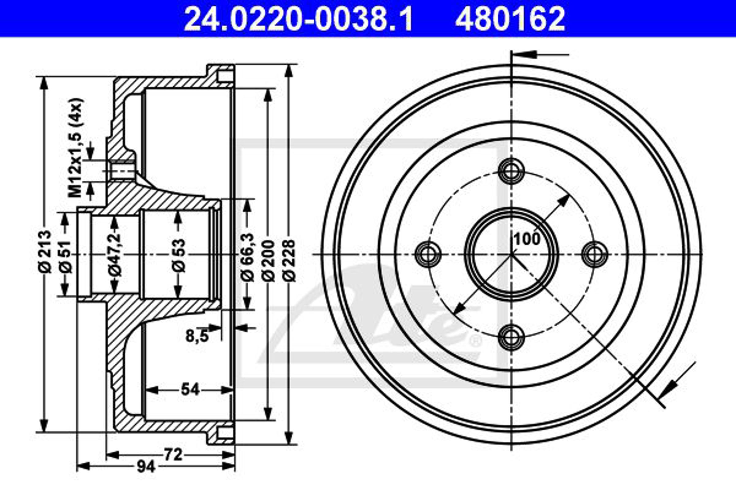 Барабан тормозной ATE 24.0220-0038.1