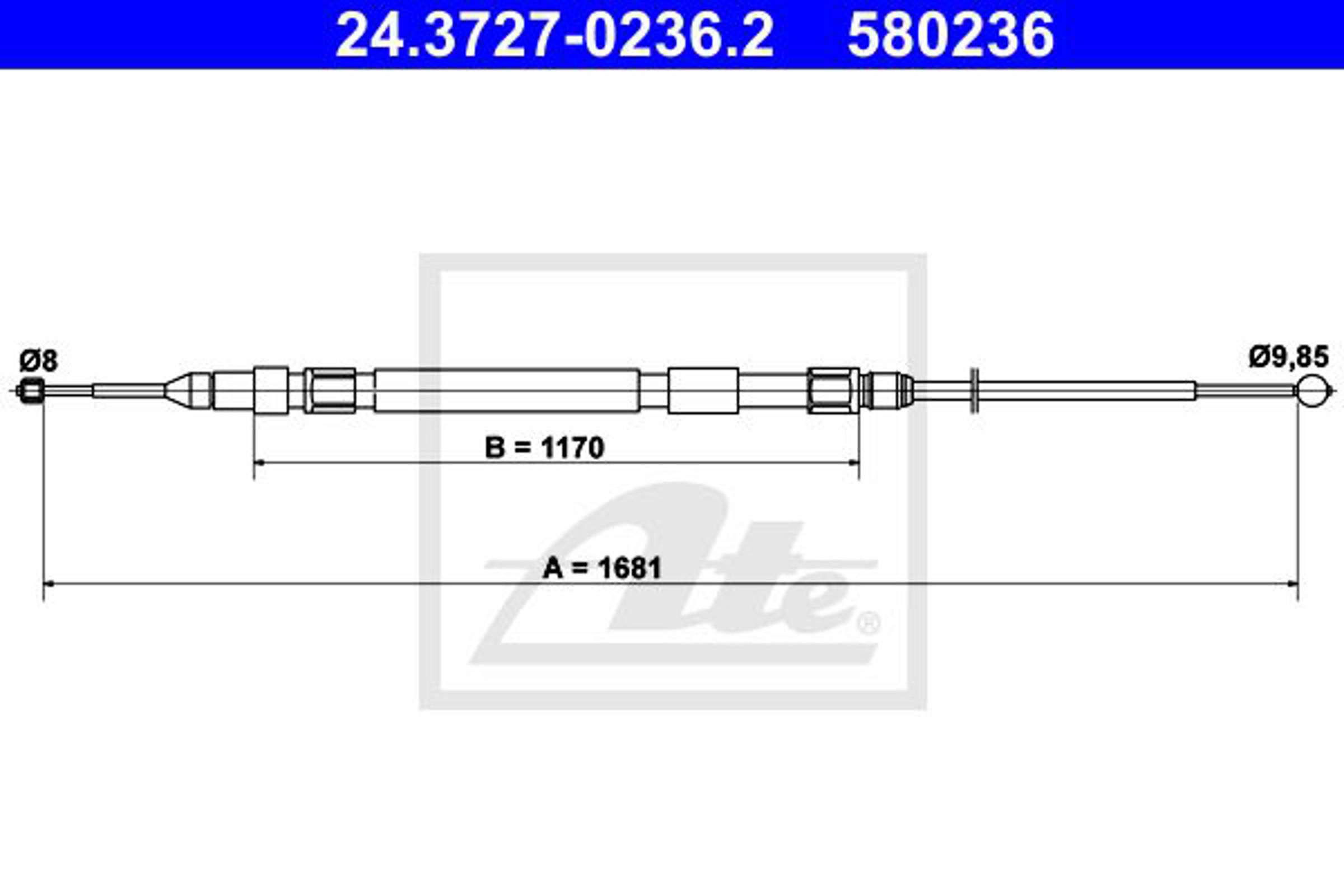 Трос стояночного тормоза bmw 5 e60 01 - 10 ATE 24.3727-0236.2