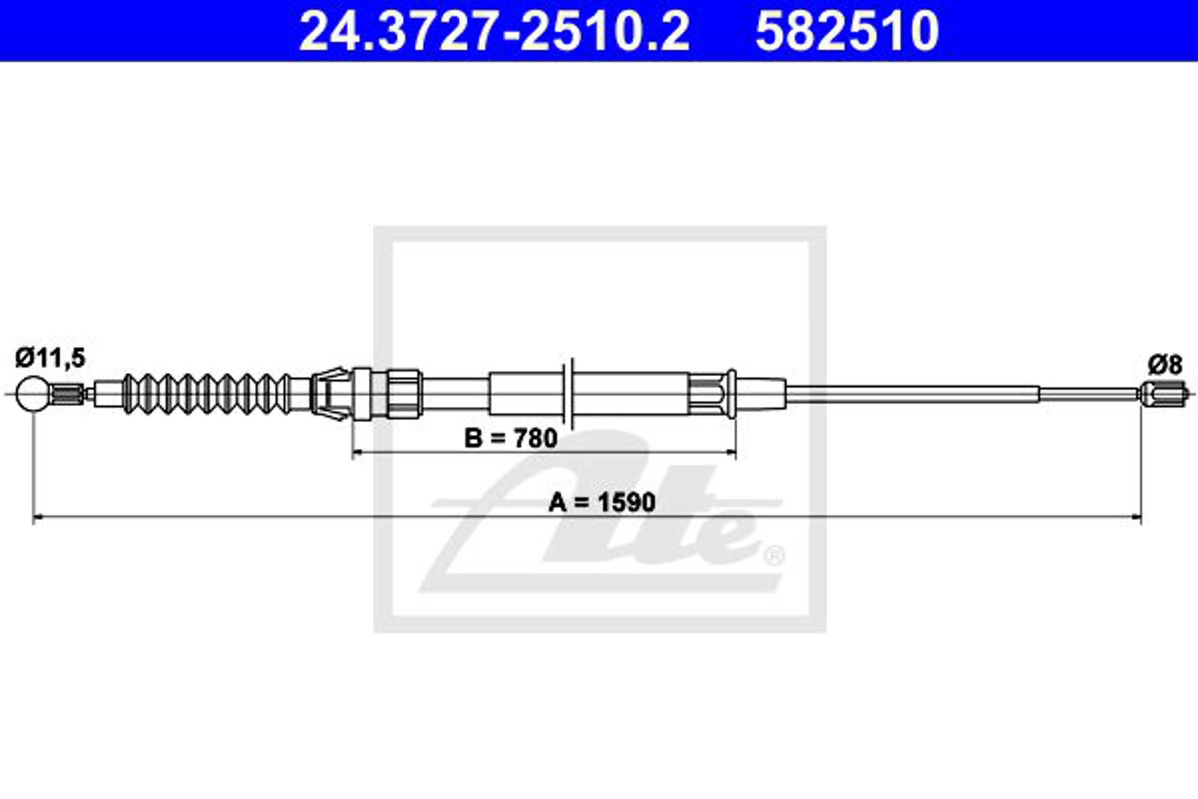 Трос стояночного тормоза задн skoda superb all 3/08- ATE 24.3727-2510.2
